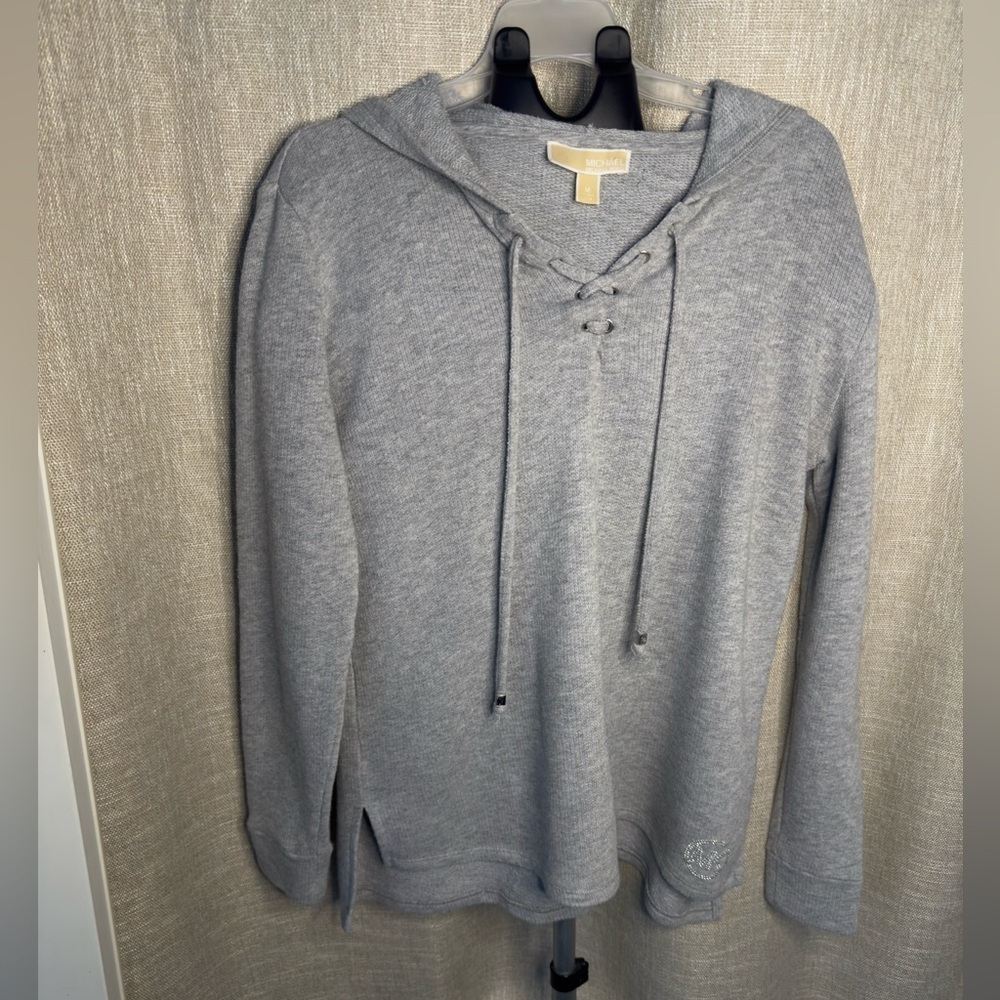 MICHAEL Michael Kors Hooded Sweatshirt with Rhinestone MK logo. Size Medium